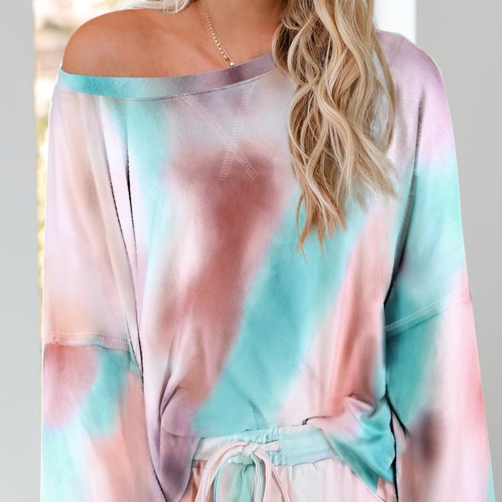LAST ONE Multicolor Tie-dye Loungewear Set - Picture 1 of 4